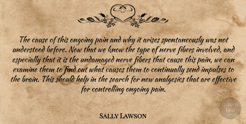 Sally Lawson Quote About Arises, Cause, Causes, Effective, Examine: The Cause Of This Ongoing...