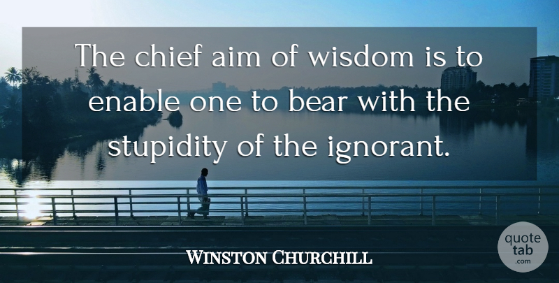 Winston Churchill Quote About Stupidity, Ignorant, Bears: The Chief Aim Of Wisdom...