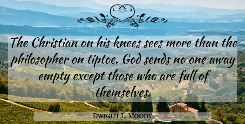 Dwight L. Moody Quote About Christian, Prayer, Knees: The Christian On His Knees...