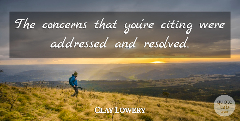Clay Lowery Quote About Citing, Concerns: The Concerns That Youre Citing...