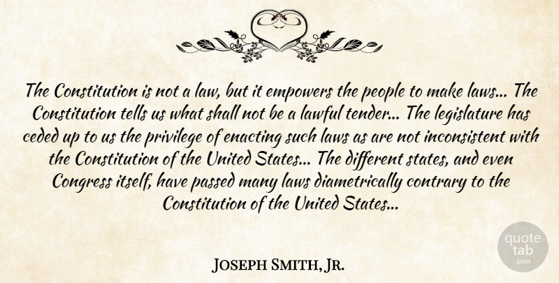 Joseph Smith, Jr. Quote About Freedom, Law, America: The Constitution Is Not A...