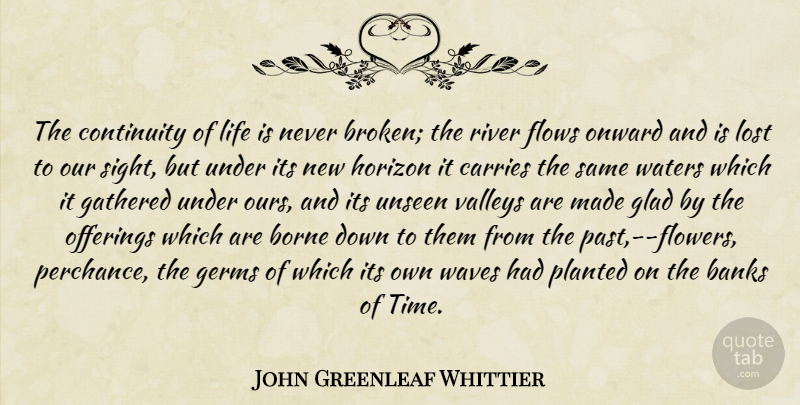 John Greenleaf Whittier Quote About Flower, Past, Sight: The Continuity Of Life Is...