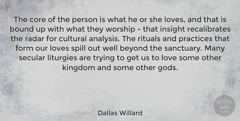 Dallas Willard Quote About Practice, Trying, Analysis: The Core Of The Person...