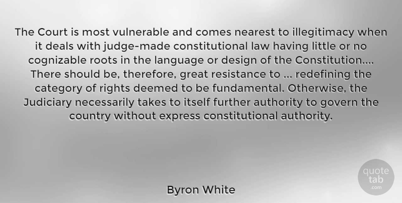 Byron White Quote About Country, Rights, Law: The Court Is Most Vulnerable...