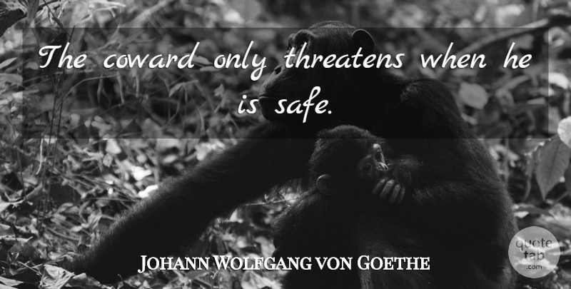 Johann Wolfgang von Goethe Quote About Coward, Safe, Literature: The Coward Only Threatens When...