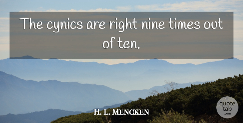 H. L. Mencken Quote About Funny, Witty, Time: The Cynics Are Right Nine...