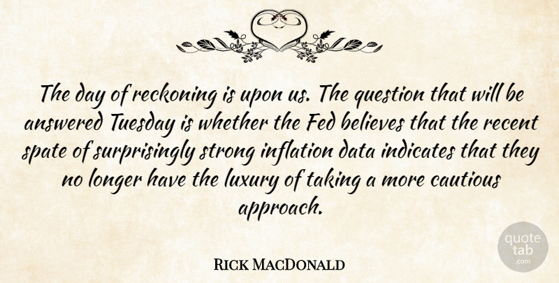 Rick MacDonald Quote About Answered, Believes, Cautious, Data, Fed: The Day Of Reckoning Is...