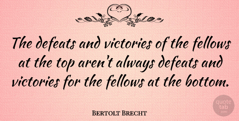 Bertolt Brecht Quote About Sunset, Victory, Defeat: The Defeats And Victories Of...