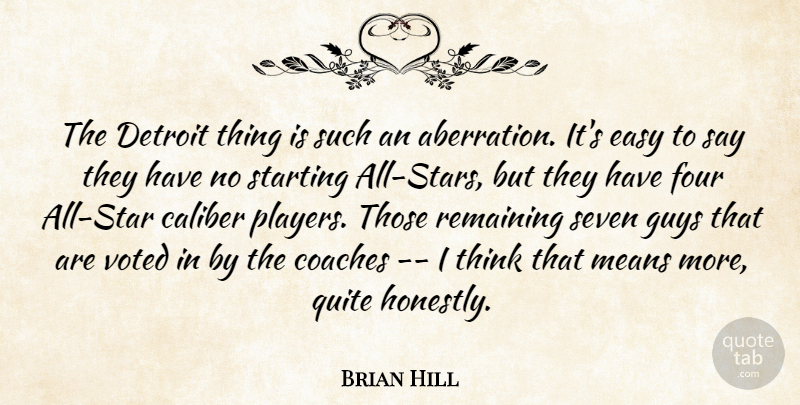 Brian Hill Quote About Caliber, Coaches, Detroit, Easy, Four: The Detroit Thing Is Such...
