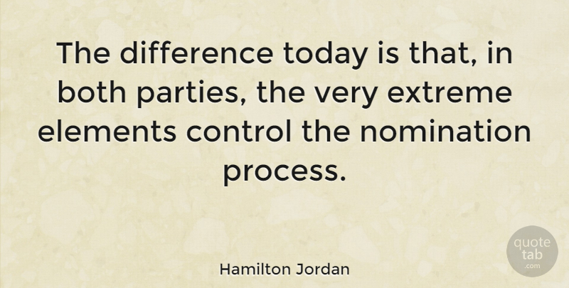 Hamilton Jordan Quote About Both, Difference, Elements, Extreme, Nomination: The Difference Today Is That...