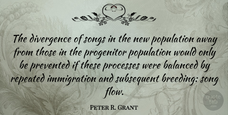 Peter R. Grant Quote About Balanced, Processes, Repeated, Songs: The Divergence Of Songs In...