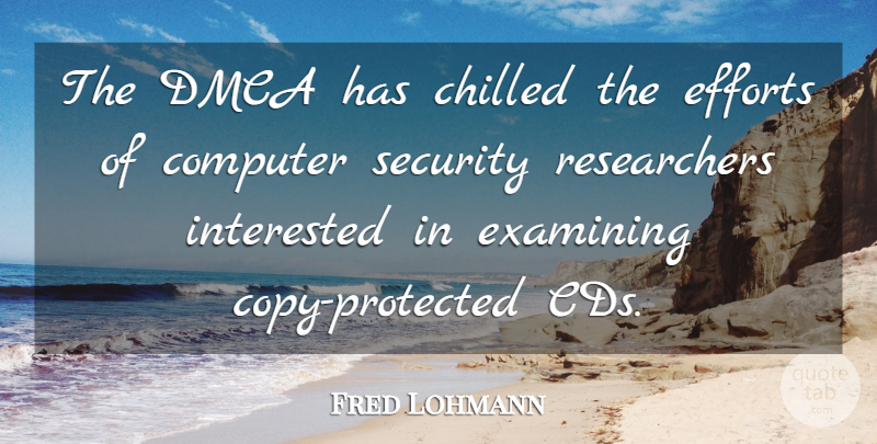 Fred Lohmann Quote About Chilled, Computer, Efforts, Examining, Interested: The Dmca Has Chilled The...