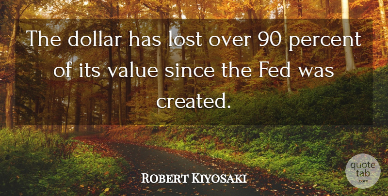 Robert Kiyosaki Quote About Dollar, Fed, Lost, Percent, Since: The Dollar Has Lost Over...