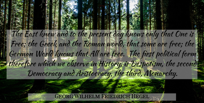 Georg Wilhelm Friedrich Hegel Quote About Freedom, Political, Greek: The East Knew And To...
