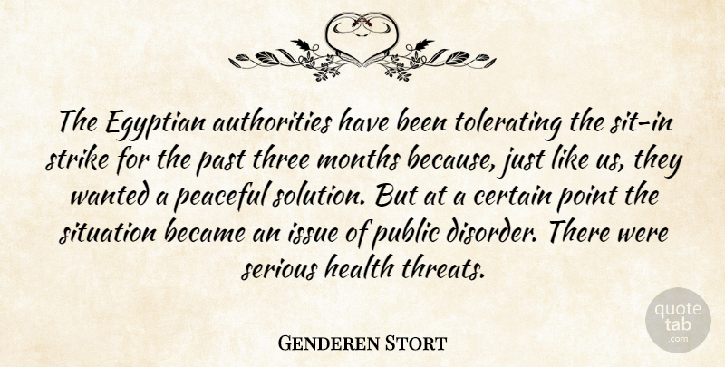 Genderen Stort Quote About Became, Certain, Egyptian, Health, Issue: The Egyptian Authorities Have Been...