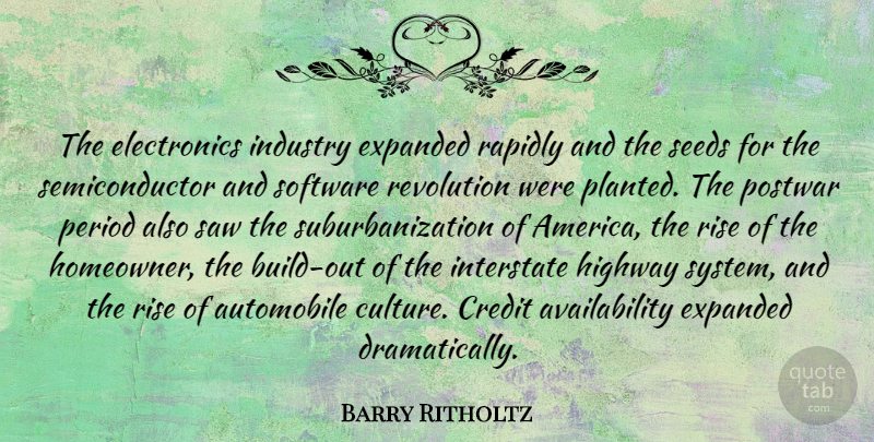 Barry Ritholtz Quote About Automobile, Highway, Industry, Period, Rapidly: The Electronics Industry Expanded Rapidly...