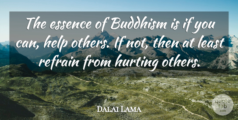 Dalai Lama Quote About Hurt, Buddhism, Helping Others: The Essence Of Buddhism Is...