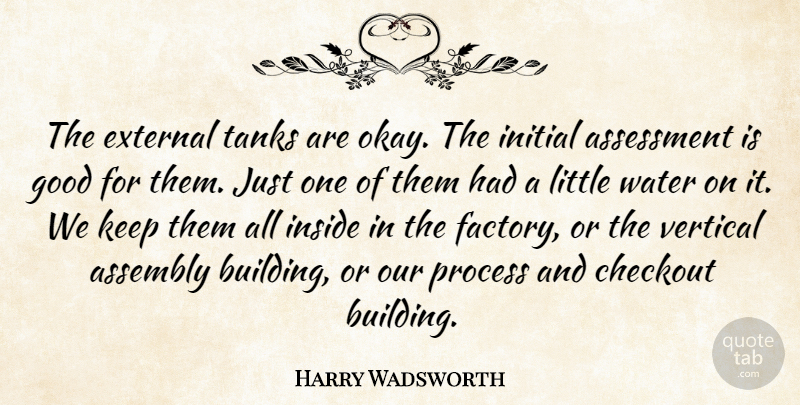 Harry Wadsworth Quote About Assembly, Assessment, External, Good, Initial: The External Tanks Are Okay...