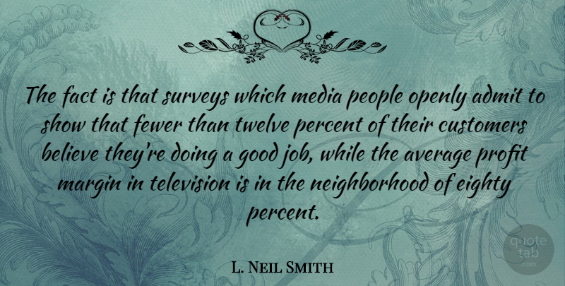 L. Neil Smith Quote About Jobs, Believe, Media: The Fact Is That Surveys...