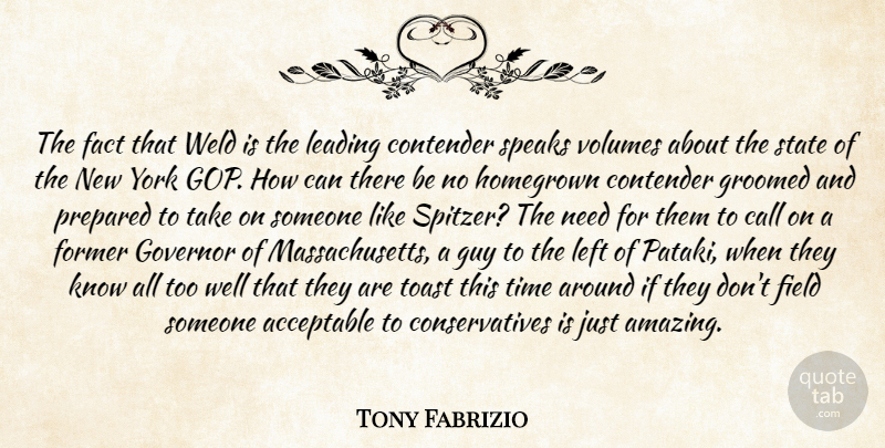 Tony Fabrizio Quote About Acceptable, Call, Contender, Fact, Field: The Fact That Weld Is...