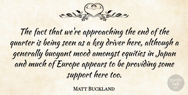 Matt Buckland Quote About Although, Amongst, Appears, Buoyant, Driver: The Fact That Were Approaching...