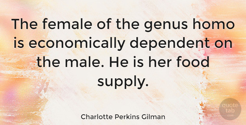 Charlotte Perkins Gilman Quote About Female, Males, Food Supply: The Female Of The Genus...