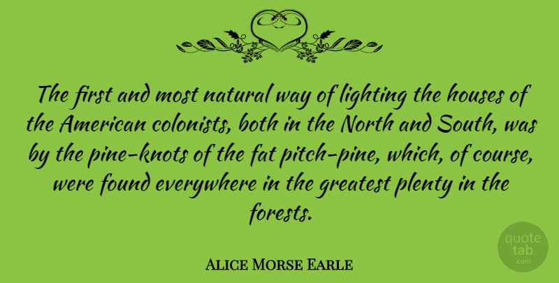 Alice Morse Earle Quote About Both, Everywhere, Found, Houses, Lighting: The First And Most Natural...