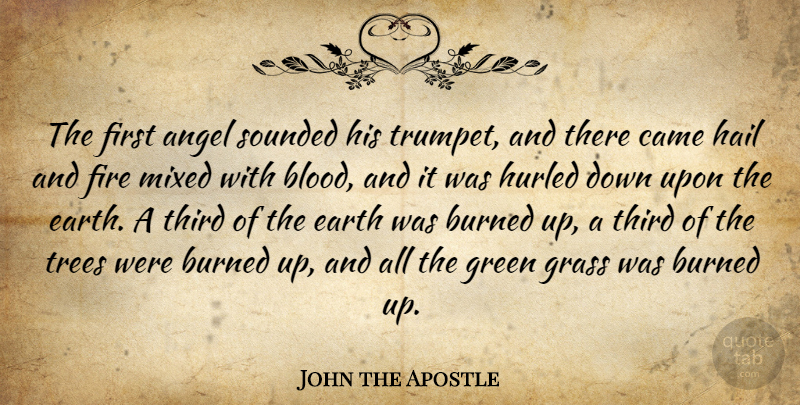 John the Apostle Quote About Angel, Blood, Fire: The First Angel Sounded His...