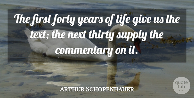 Arthur Schopenhauer Quote About Birthday, Philosophical, Years: The First Forty Years Of...