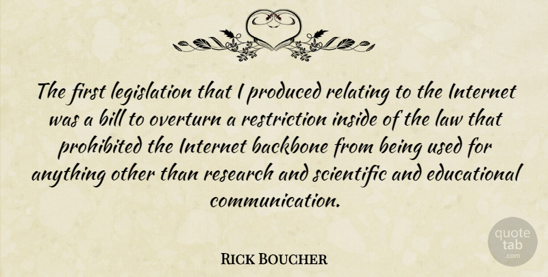 Rick Boucher Quote About Educational, Communication, Law: The First Legislation That I...