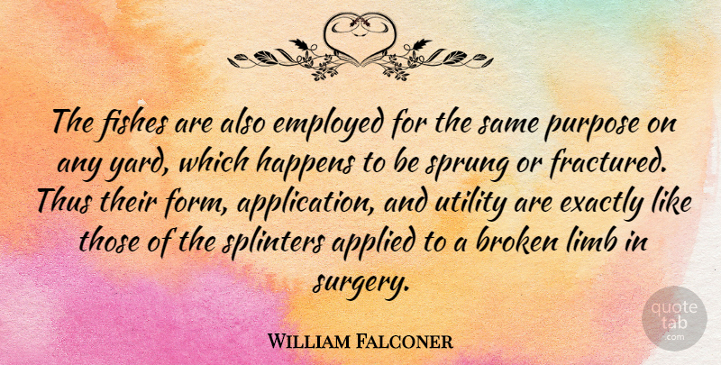 William Falconer Quote About Applied, Employed, Exactly, Fishes, Limb: The Fishes Are Also Employed...