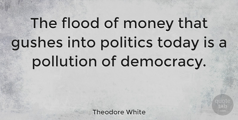 Theodore White Quote About Freedom, Nerd, Democracy: The Flood Of Money That...
