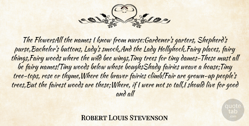 Robert Louis Stevenson Quote About Names, Wings, Nurse: The Flowersall The Names I...