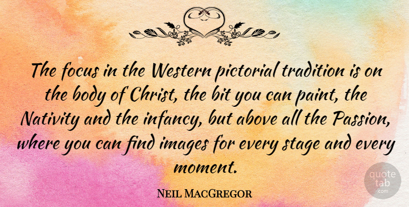 Neil MacGregor Quote About Above, Bit, Body, Images, Nativity: The Focus In The Western...