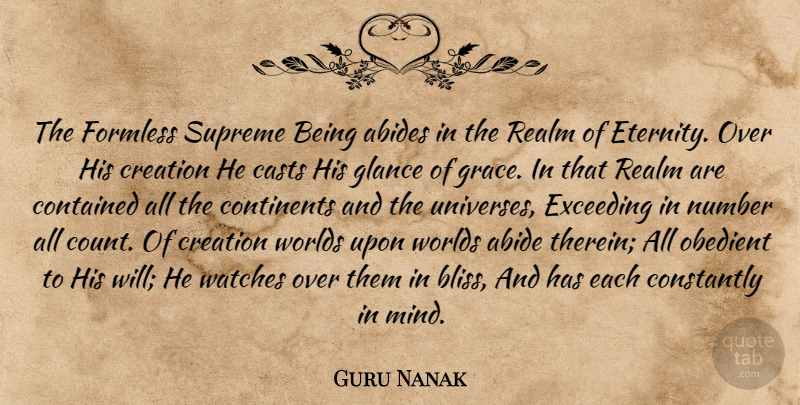 Guru Nanak Quote About Numbers, Grace, Mind: The Formless Supreme Being Abides...