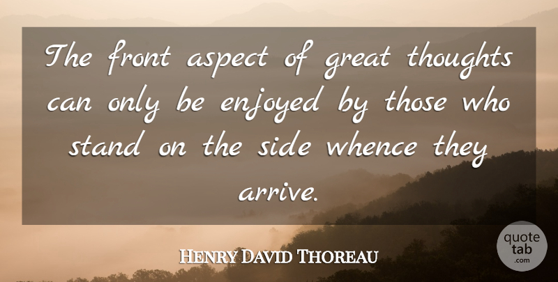 Henry David Thoreau Quote About Ideas, Sides, Aspect: The Front Aspect Of Great...