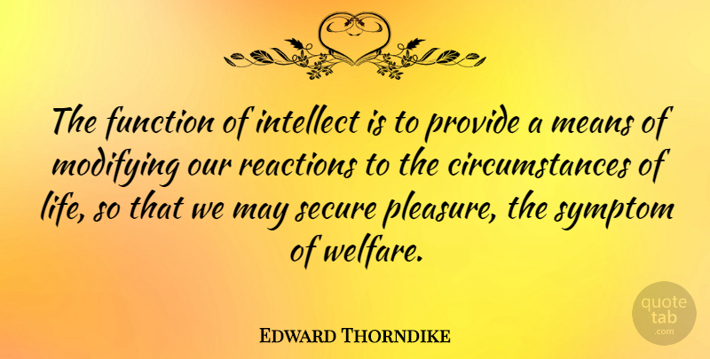 Edward Thorndike Quote About Mean, May, Welfare: The Function Of Intellect Is...