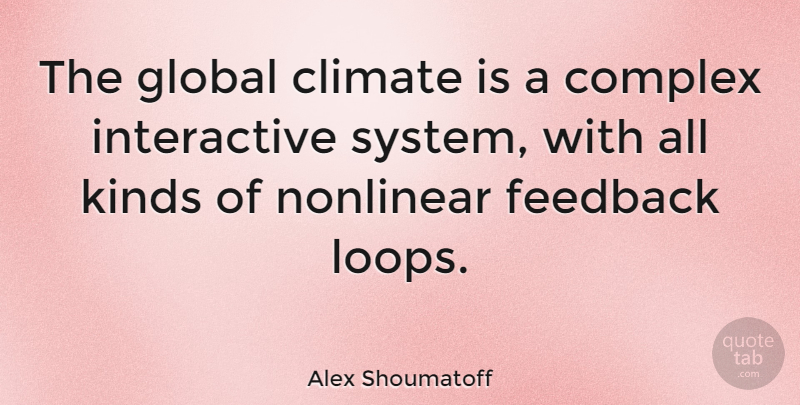 Alex Shoumatoff Quote About Climate, Complex, Nonlinear: The Global Climate Is A...