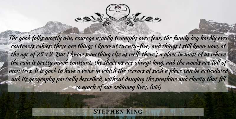 Stephen King Quote About Dog, Rain, Sunshine: The Good Folks Mostly Win...
