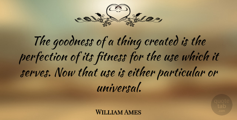 William Ames Quote About Perfection, Use, Goodness: The Goodness Of A Thing...