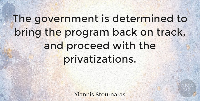 Yiannis Stournaras Quote About Determined, Government, Proceed, Program: The Government Is Determined To...