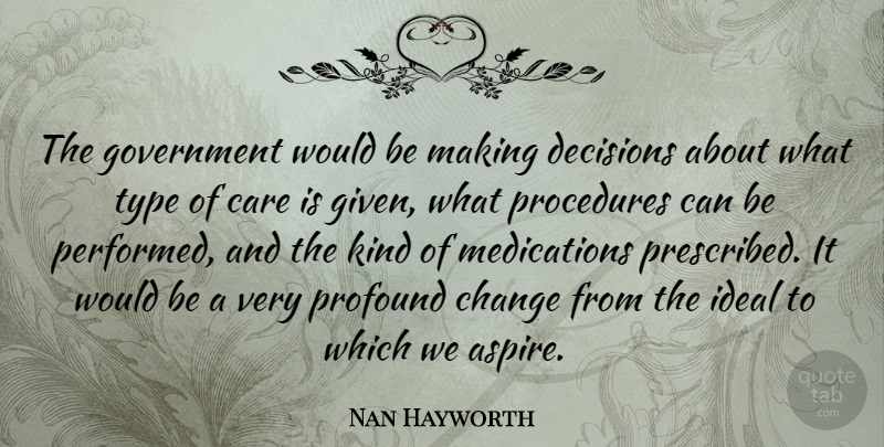 Nan Hayworth Quote About Government, Profound, Decision: The Government Would Be Making...