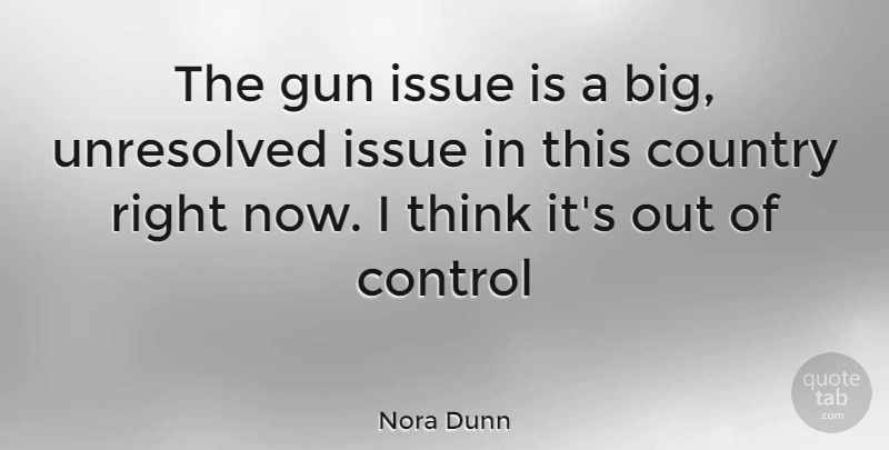 Nora Dunn Quote About Country, Thinking, Gun: The Gun Issue Is A...