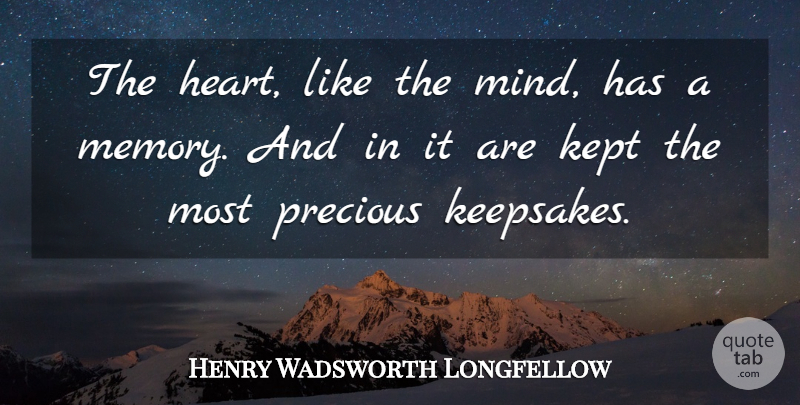 Henry Wadsworth Longfellow Quote About Memories, Heart, Mind: The Heart Like The Mind...