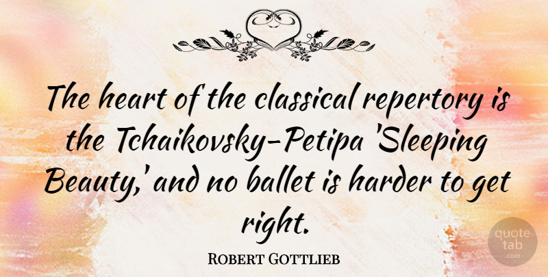Robert Gottlieb Quote About Ballet, Beauty, Classical, Harder, Repertory: The Heart Of The Classical...