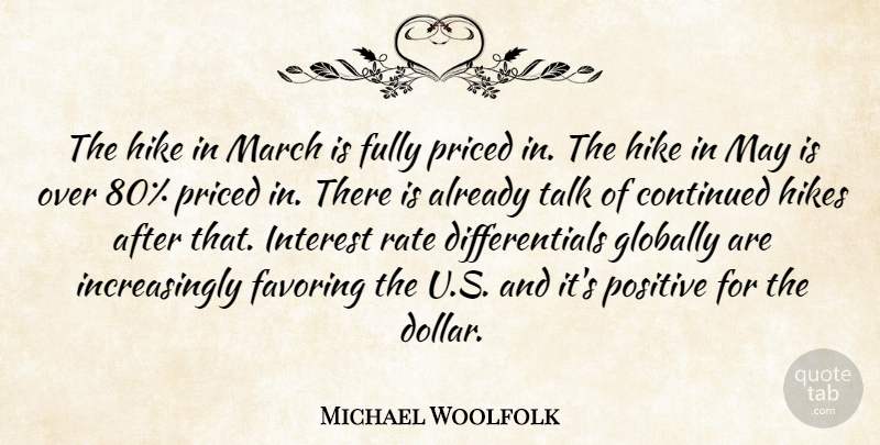 Michael Woolfolk Quote About Continued, Fully, Globally, Hike, Hikes: The Hike In March Is...