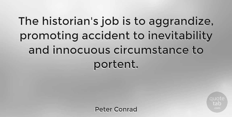 Peter Conrad Quote About American Artist, Circumstance, Innocuous, Job, Promoting: The Historians Job Is To...