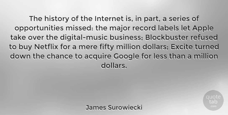 James Surowiecki Quote About Opportunity, Apples, Google: The History Of The Internet...