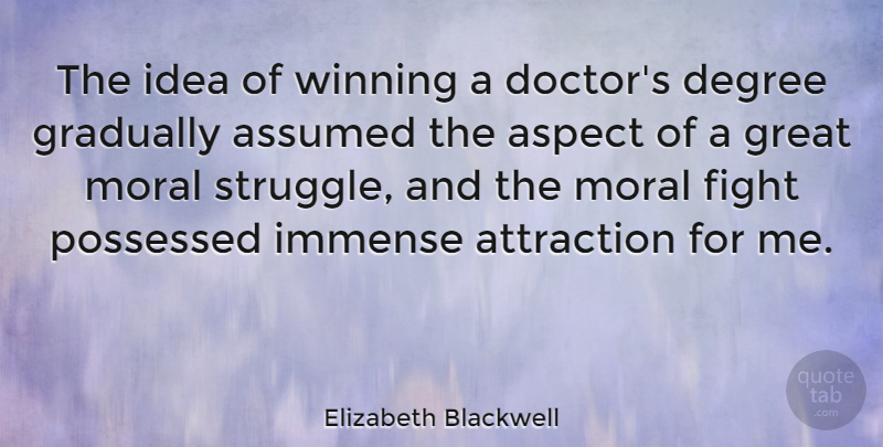 Elizabeth Blackwell Quote About Graduation, Struggle, Fighting: The Idea Of Winning A...