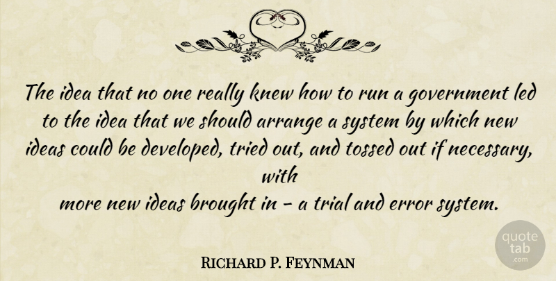 Richard P. Feynman Quote About Running, Government, Ideas: The Idea That No One...